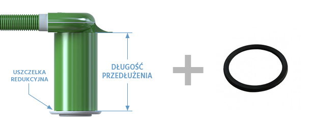 Przedłużenie z białego tworzywa sztucznego
